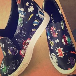 NEW Avenger Wedge Comic Print Platform Sneaker 6.5